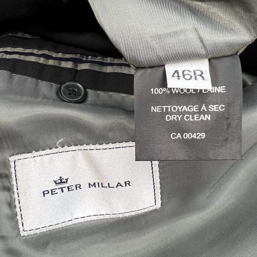 Peter Millar (Actual Size 44R) Wool Mens Blazer Jacket Sport Coat Black